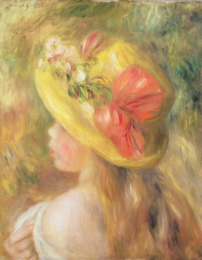 Testa di ragazza con cappello, 1893 da Pierre Auguste Renoir
